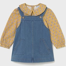 Resim Mayoral Kız Bebek Salopet Elbise Ve Bluz Takım 2926 Mavi 