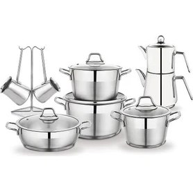 Resim Schafer Mamma Mia 15 Parça 18/10 Paslanmaz Çelik Çeyiz Seti – Cam Kapaklı Derin Tencereler ve Mutfak Gereçleri 16-24 cm 