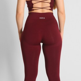 Resim Yüksek Bel Dikişsiz ve Büzgüsüz Kalça Toparlayıcı Spor Tayt Vişne Çürüğü - L / Dark Cherry 