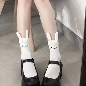 Resim 1 Çift Sevimli Tavşan Kulaklı Kız Çorapları - Yumuşak Pastel Ayak Bileği Çorapları, Kaymaz Tabanlı, Her Mevsim Günlük ve Kostüm Partisi Ayağıkabı Gençler & Ergenler İçin (Yalnızca Elde Yıkama) - Kawaii Anime Okul Kızı Aksesuarı, Eğlenceli Tasarım, Kaydırmaz Yapım 