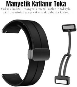 Resim GPACK Robor R-GT E ile uyumlu Kordon Kayış d-buckle Mıknatıslı Silikon 20/jku, Siyah 