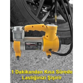 Resim Germany Style 12 V Araba Oto Araç Lastik Şişirme Pompası 160 Psi Metal Gövde Kompresör 
