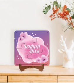 Resim Bk Gift Kişiye Özel Isimli Kadınlar Günü Tasarımlı Ahşap Standlı Puzzle Çerçeve-12 