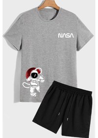 Resim Nasa Şort T-shirt Eşofman Takımı Gri 