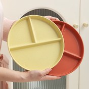 Resim 2/4 adet, dairesel plastik bölme tablası, 3 bölmeli, düşmeye karşı dayanıklı, mikrodalga ve bulaşık makinesi için uygun, kilo kontrolü ve tatil yemekleri için 