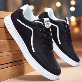 Resim Erkek Moda Sokak Stili Düşük Üstü Kaykay Sneakerları - Rahat, Kaymaz, Dayanıklı Bağcıklı Ayakkabılar Her Mevsim İçin 