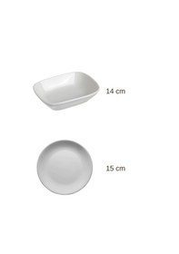 Resim Gürallar 12 Parça Beyaz Çok Amaçlı Kahvaltılık Meze Ve Çerezlik Seti - 6 Yuvarlak 15cm + 6 Dikdörtgen 14x8cm 