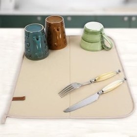 Resim Hamur Basic Bulasik Kurutma Mati Kurulama Bezi Kurutma Örtüsü Tezgah Üstü Bej 