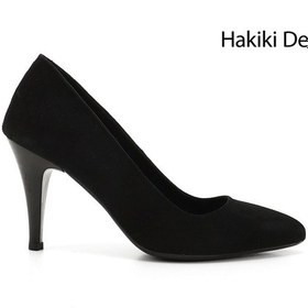Resim Gönderi R Siyah Süet Sivri Burun İnce Topuklu Hakiki Deri Stiletto Siyah Süet 