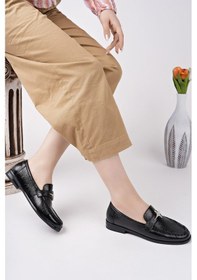 Resim Muggo Arrow Tokalı Kadın Günlük Loafer Ayakkabı Siyah 