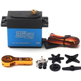 Resim Vkemall 35kg Yüksek Torklu 270 Derece Dijital Servo Motor - Çelik Dişli Ve Metal Kollu Mavi 