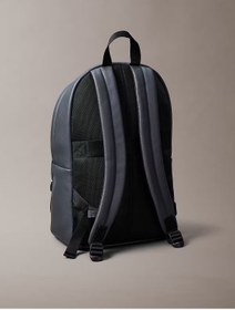 Resim Calvin Klein Erkek Fermuar Kapama Küçük Bölme CK Yazı Desen Deri Metal Logo Gri Sırt Çantası 