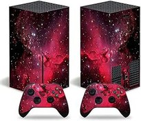 Resim Xbox Series X için Cilt Çıkartması, Xbox Series X Konsolu ve Denetleyicisi için Vinil Çıkartma Koruyucu Kaplama Kapağı, X Box Series X için Tam Set Oyun Konsolu Kaplama (Kırmızı Yıldızlı) 