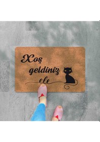 Resim Azerbaycan'a Özel Hoş Geldiniz Xoş G Ldiniz Yazılı Dijital Baskılı Kapı Önü Paspas Kum 