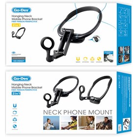 Resim Go Des GD-HD827 2in1 Eller Serbest Magnetik Boyun Askılı Telefon Tutucu - Siyah 
