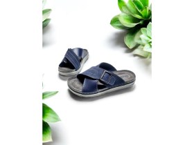 Resim Erkek Deri Iç Taban Tokalı Ayarlanabilir Yumuşak Ev ve Dışarı Terliği 