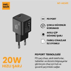 Resim Nettech Nt-hch11 20w Pd 3000 Mah Şarj Aleti Siyah 