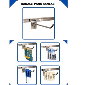 Resim 10 Adet 10 cm Galvaniz Kanallı Pano Raf Askısı Kanallı Pano Kancası 