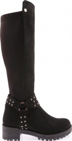 Resim DGN 607 KADIN BİLEK TOKALI ZİNCİR DETAYLI ARKASI STRETCH KNEE HİGH FLATS ÇİZME 