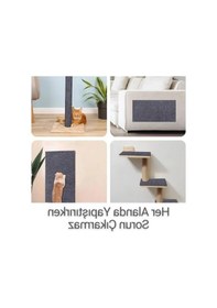 Resim Gri Renk Yapışkanlı Kesilebilir Kedi Tırmalama Halısı, Koruyucu 