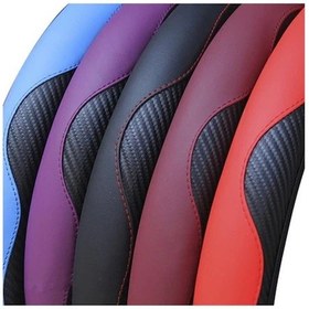 Resim Siyah&kırmızı 1 Adet Araba Aksesuarları Otomatik Direksiyon Kılıfı Karbon Fiber Nefes Alabilen Kaymaz Koruyucu Kırmızı - Siyah 