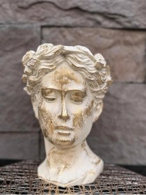 Resim Dekoratif Polyester Tekli Helen Saksı Vazo Krem Eskitme 