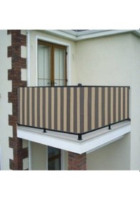 Resim Ceylan Home Balkon Demiri Perdesi Bağcıklı Gri Krem Çizgili Ölçü Gri 