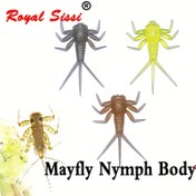 Resim 20 adet/paket ince açık bej renkli yapışkanlı mayfly nimf lastik gövde, alabalık sinek balıkçılığı için yapay nimf sinek bağlama malzemeleri ve nimf bacak & gövde 