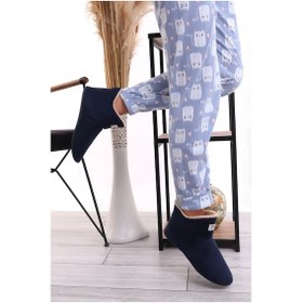 Resim U001 Erkek Kadın Çocuk Ev Pandufu Botu Ev Ayakkabısı Lacivert 