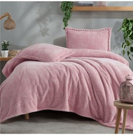Resim Clasy Wellsoft Ponpon Detaylı Yatak Örtüsü Seti Tek Kişilik Masse 180 X 240 Pudra 