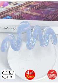 Resim Dalga Model Mavi Renk Asetat 10,5 Cm Lüks Mandal Toka Mavi 