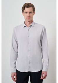 Resim Erkek Taş Gofre Trend Desenli Dynamic Fit İtalyan Yaka Gömlek 25ms004023870 Taş Taş 