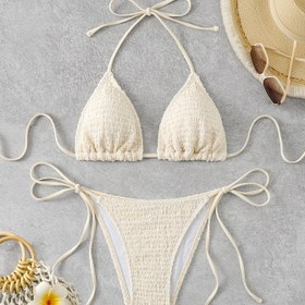 Resim 2025 Yeni Seksi Bikini Üç Noktalı Stil Askısız Sırt Tatil Plaj Mayo İki Parçalı Mayo 