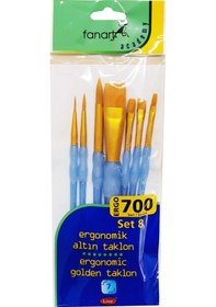 Resim Fanart Ergonomik Altın Taklon Fırça Seti 700 Seri 7Li Set 8 