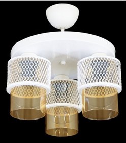 Resim Üçlü Bal Cam Kafes Model Modern Plafonyer Avize J 