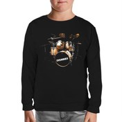 Resim Drummer Siyah Çocuk Sweatshirt 