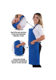 Resim Simple 3lü Set Ayar Askılı Mutfak Önlüğü Seti Eldiven, Tutacak Mavi 