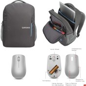Resim Lenovo B515 Gri Çanta, Lenovo 530 Wireless Metalik Gri Mouse Pro Set 