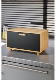 Resim Karina Metal Kapaklı Bambu Lüks Ekmek Kutusu Ekmeklik Dikdörtgen - Siyah Siyah 