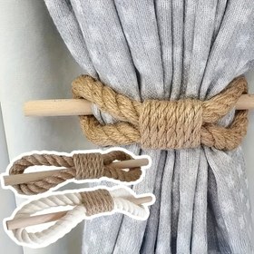 Resim Katı Ahşap Çubuk Kalın Halat İpliği - Bohem Tarzı Minimalist Perde Bağlantıları Yatak Odası ve Oturma Odası Dekoru için, Doğal Ahşap Desen Tasarımı, Kolay Kurulum, Oturma Odası Perdeleri, Dekoratif Çubuk, Rustik Şarj, El Yapımı Görünüm 
