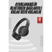 Resim Techno Stock Kablosuz Bluetooth Kulaklık Kulak Üstü Ayarlanabilir Uzun Ömürlü 