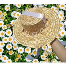 Resim Kadın Hasır Papatya Gondol Bağlamalı Kurdale Beyaz 