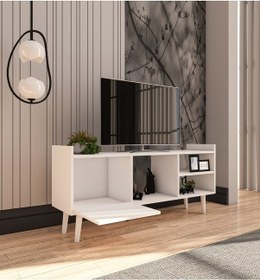 Resim Leo Tv Ünitesi Beyaz Televizyon Konsolu 140 Cm Ekonomik Modül Seh 