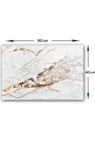 Resim Decorita Cam Ocak Arkası Koruyucu | Gold Detaylı Beyaz Mermer Görünümlü | 40CM x 60CM 