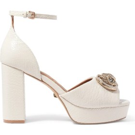 Resim Yılan Derisi Desenli Platform Topuklu Ayakkabı - Off White 