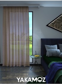 Resim Hasır Rengi Keten Görünümlü Ekstraforlu Tül Perde Linen Touch Serisi Hasır Rengi 