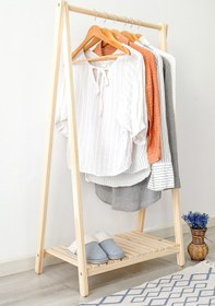 Resim Tedarikcenter Ahşap Ayaklı Raflı Elbise Askısı Portmanto Kıyafet Konfeksiyon Ayakkabılık Vestiyer Cntr00171 