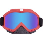 Resim Ranyeek Kask İçin Offroad Motosiklet Gözlüğü - Kırılma Dayanıklı Pc Lensli, Toz Ve Rüzgar Koruyucu, 7 Renk Seçeneği Kırmızı Çerçeve Renkli Cam 