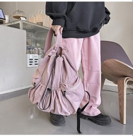 Resim Pembe Kadınlar İçin Yeni İpli Sırt Çantası, Büyük Kapasiteli Öğrenci Okul Çantası, Rahat Hafif Sırt Çantası Pembe 