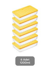 Resim Meleni Home Buzdolabı Mikrodalga Saklama Kabı Sarı 6 x 1200 ML Sarı 